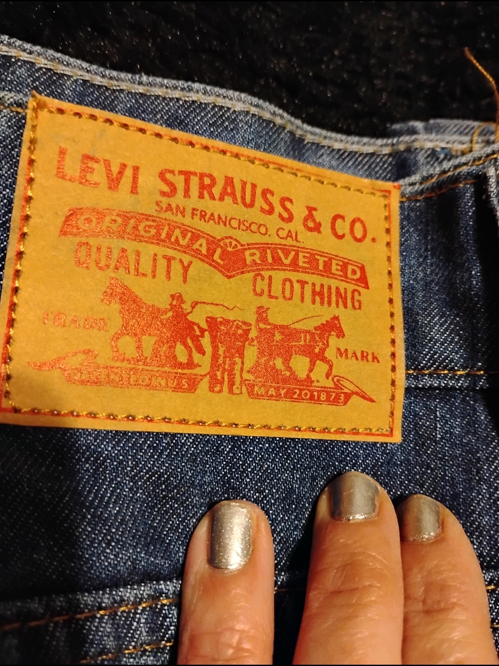 Levi's Blue Denim Jeans with Tan Leather Patch